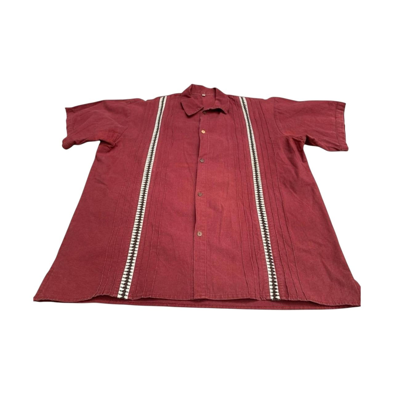 Camisa tipo guayabera rojo quemado