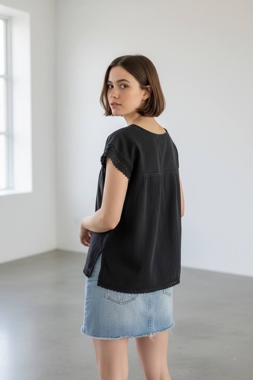 Blusa tradicional negra tejida