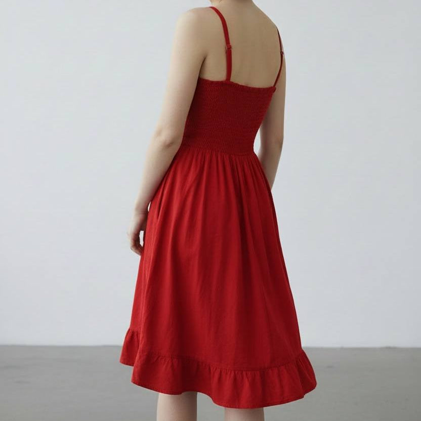 Vestido rojo con bordado