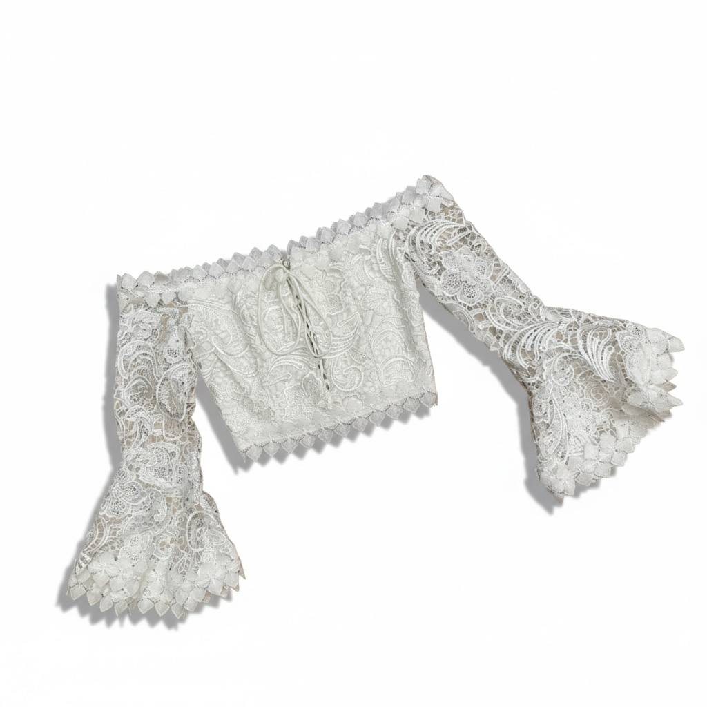 Crop top blanco de encaje