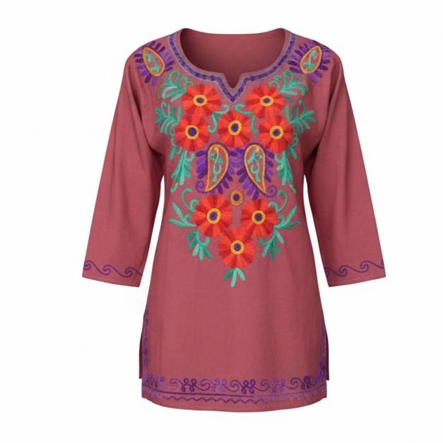 Blusa artesanal magenta tejida a mano