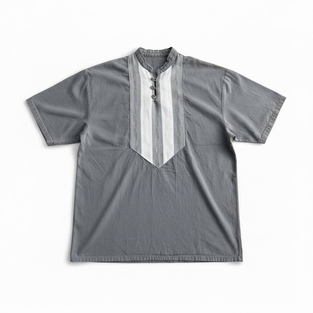 Camisa gris de manta con tejido