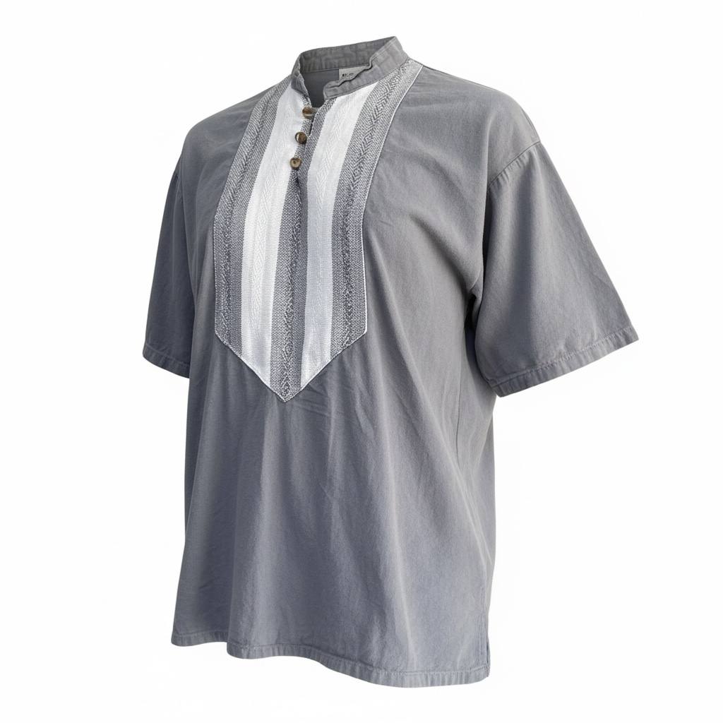Camisa gris de manta con tejido