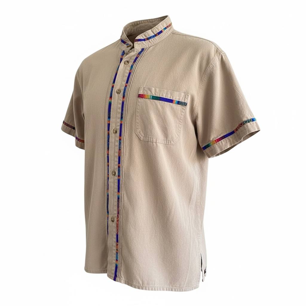 Camisa khaki de manta con tejido