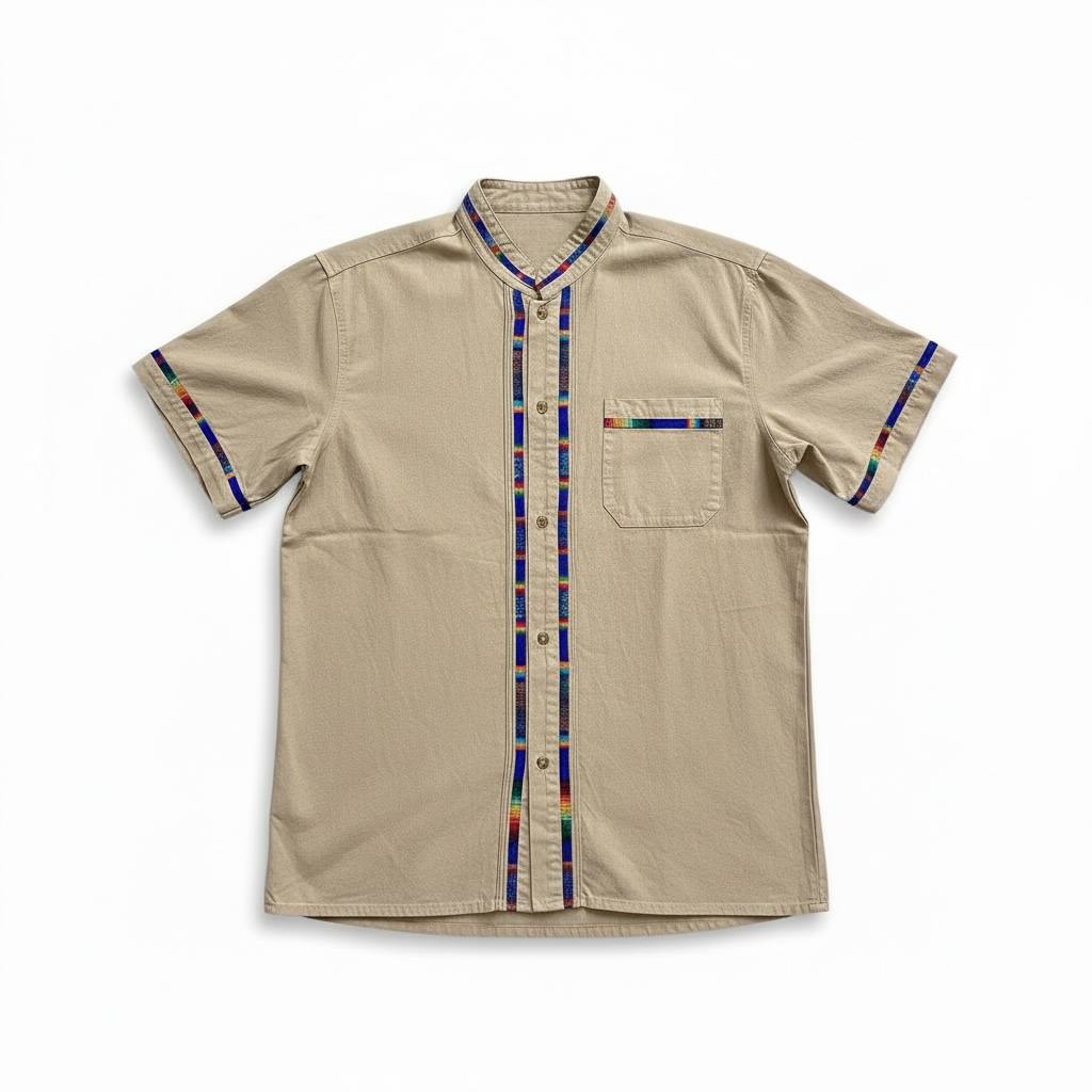 Camisa khaki de manta con tejido