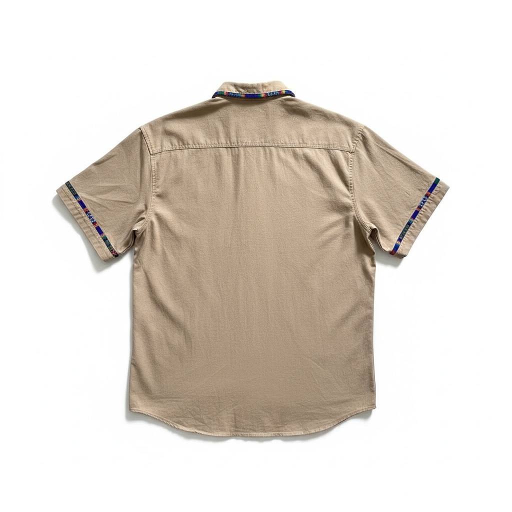 Camisa khaki de manta con tejido