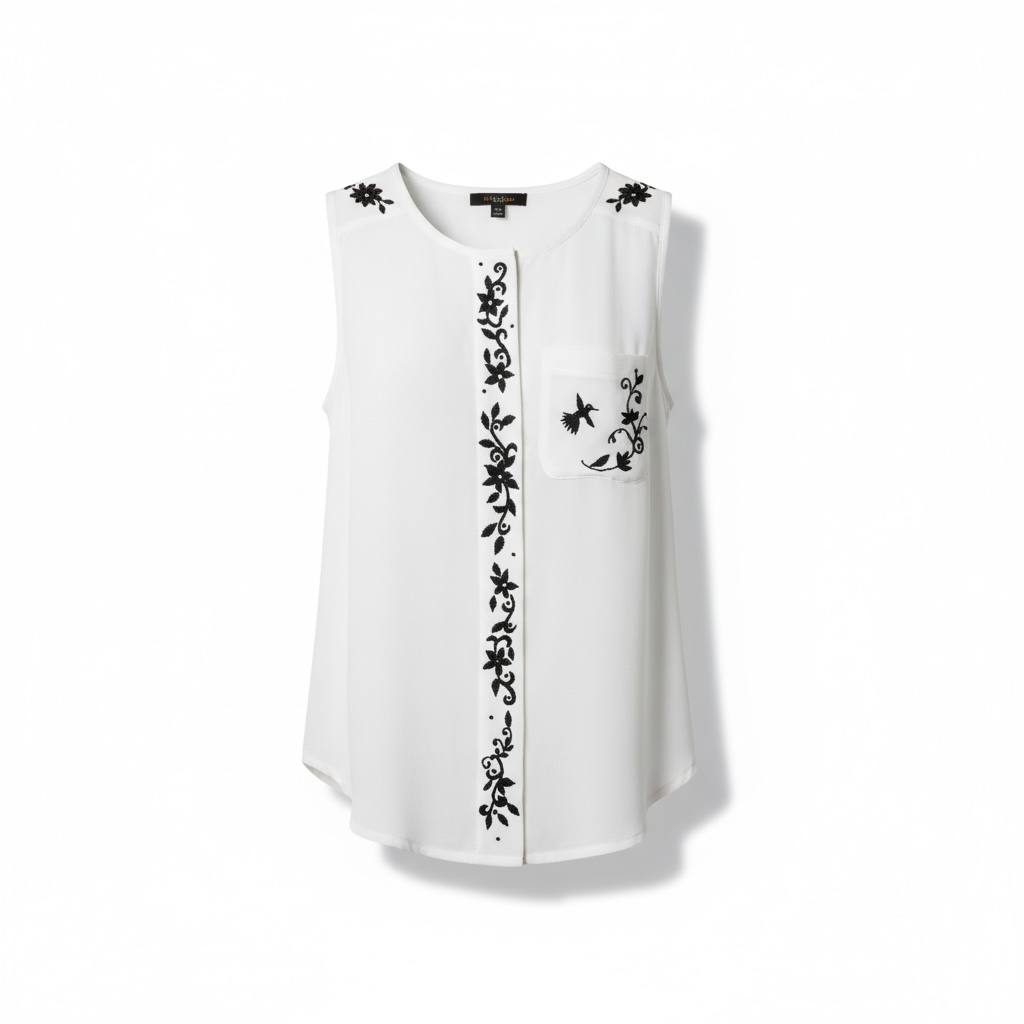Blusa Ann Taylor intervenida bordada a mano