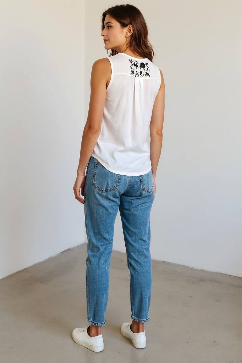 Blusa Ann Taylor intervenida bordada a mano