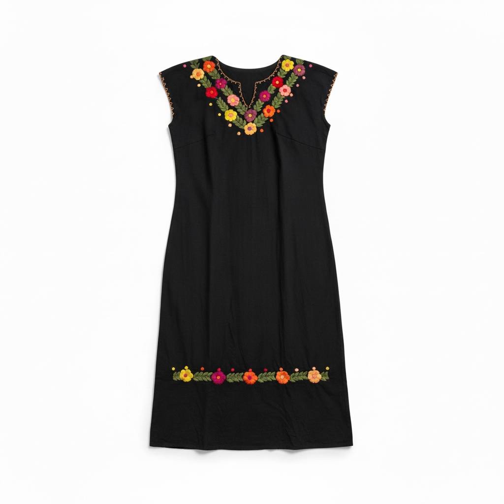 Vestido de manta bordado a mano