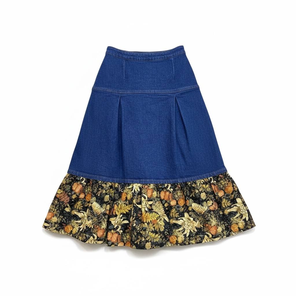 Falda de mezclilla con terciopelo
