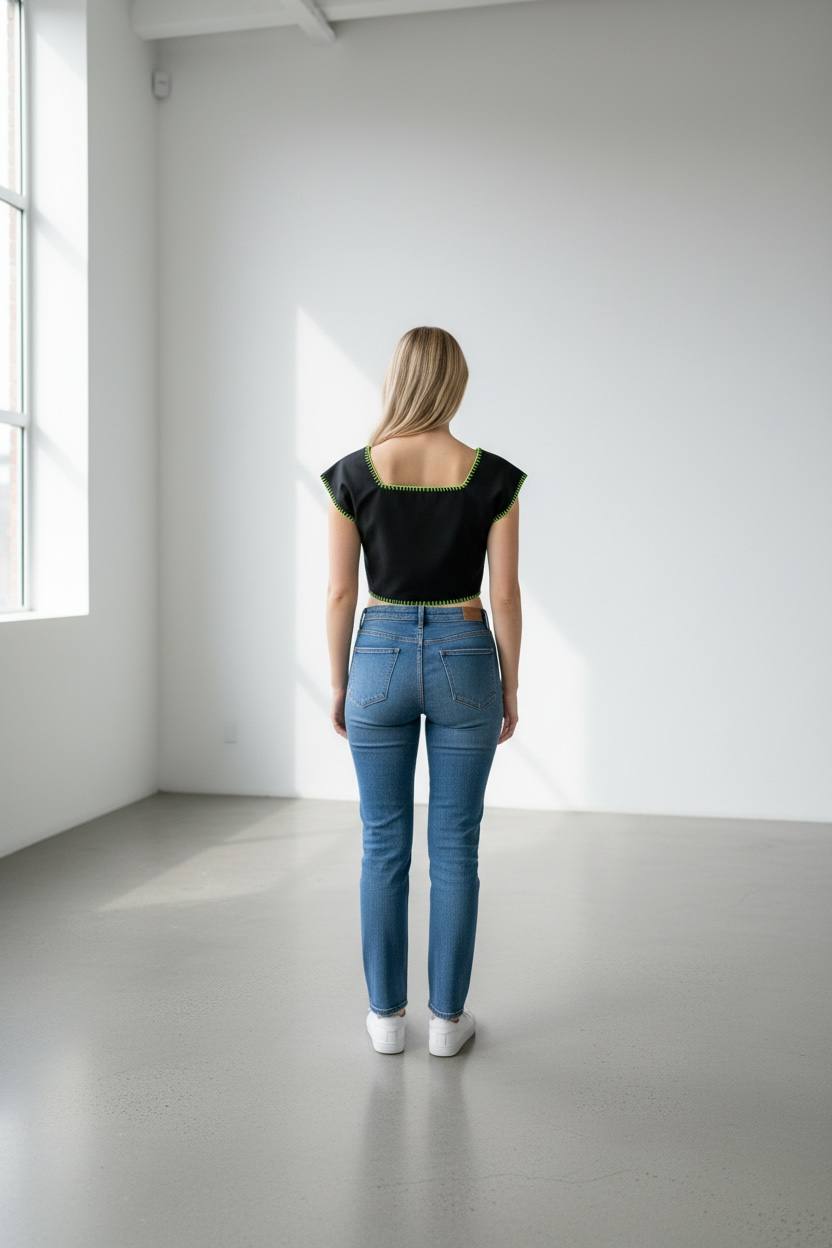 Crop top bordado a mano