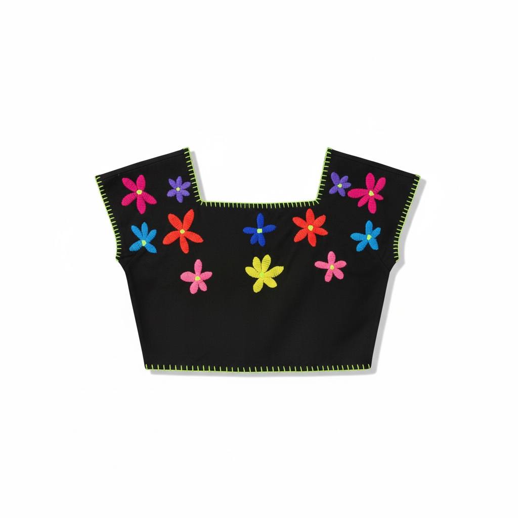 Crop top bordado a mano