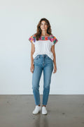 Blusa tradicional mexicana bordada colores