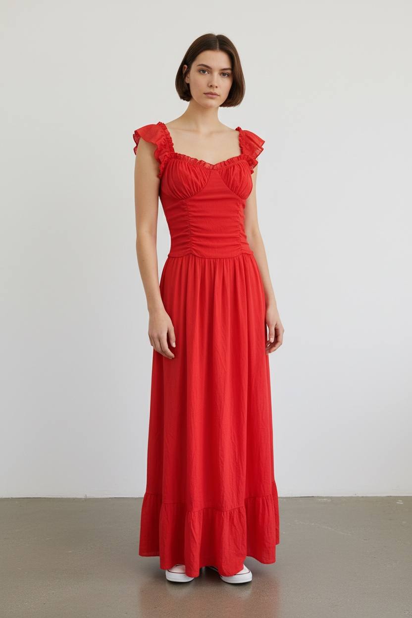 Vestido casual largo rojo