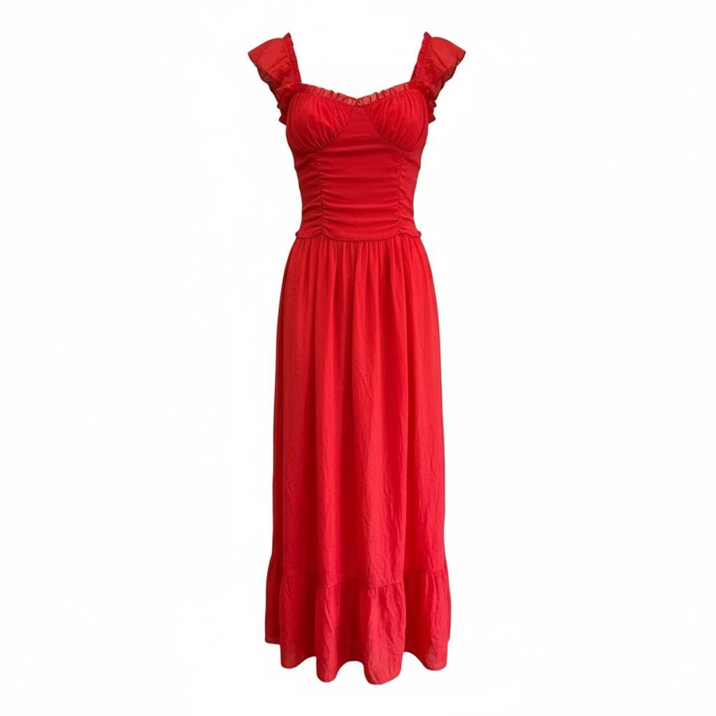 Vestido casual largo rojo