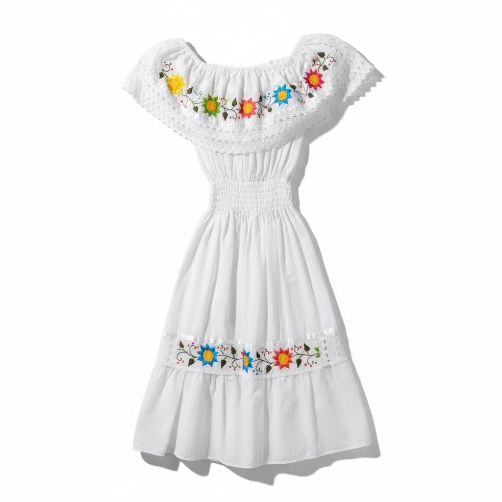 Vestido de algodón largo bordado