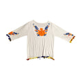 Blusa intervenida con tejido artesano tradicional Chiapaneco