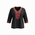 Blusa intervenida con tejido tradicional Panameño