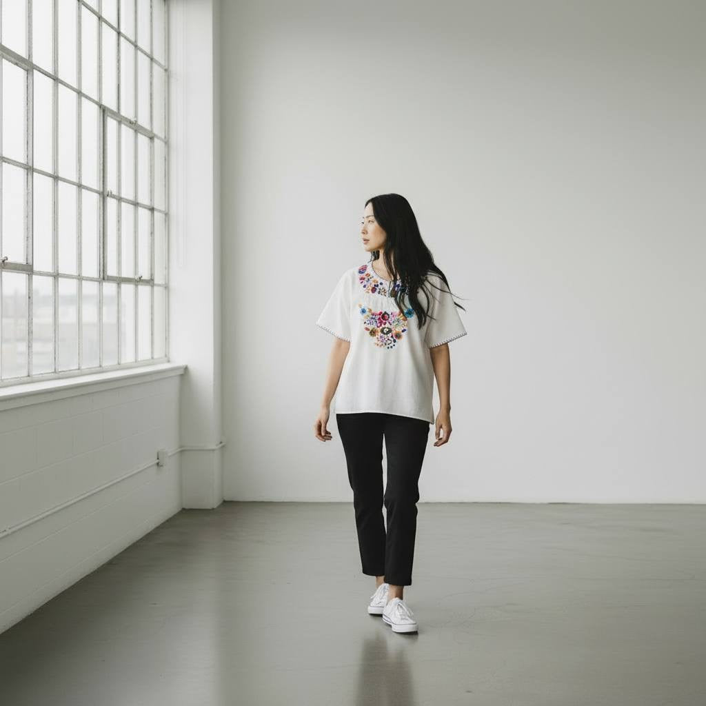 Blusa artesanal bordada a mano