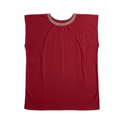 Blusa bordada a mano color rojo quemado