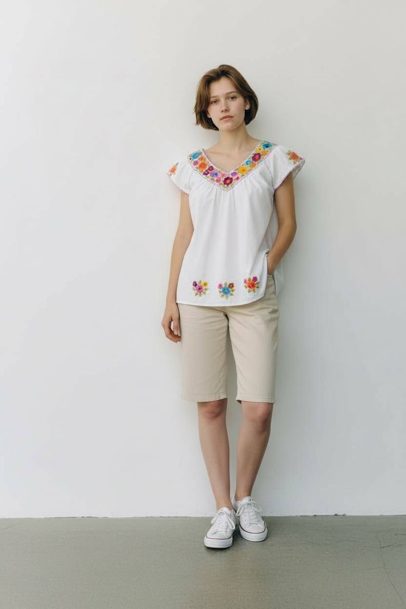 Blusa con bordado a mano