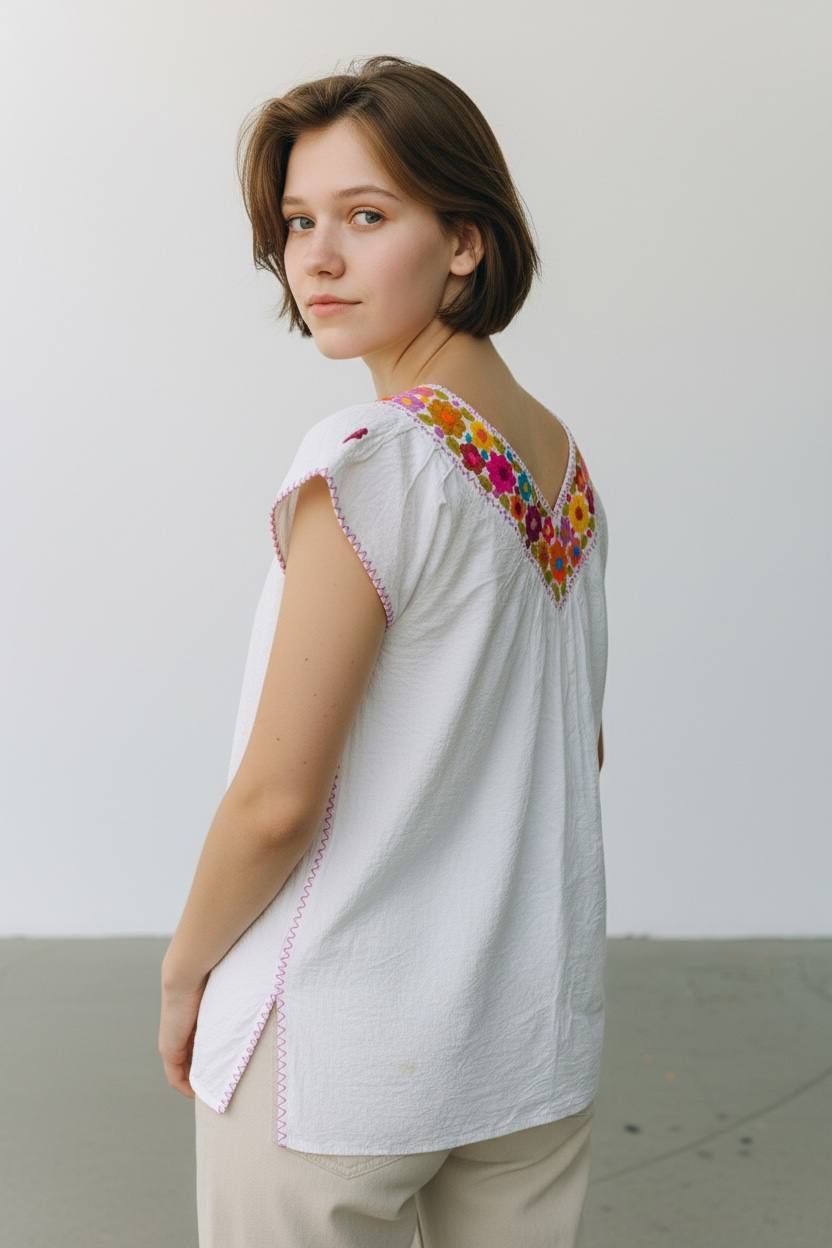 Blusa con bordado a mano
