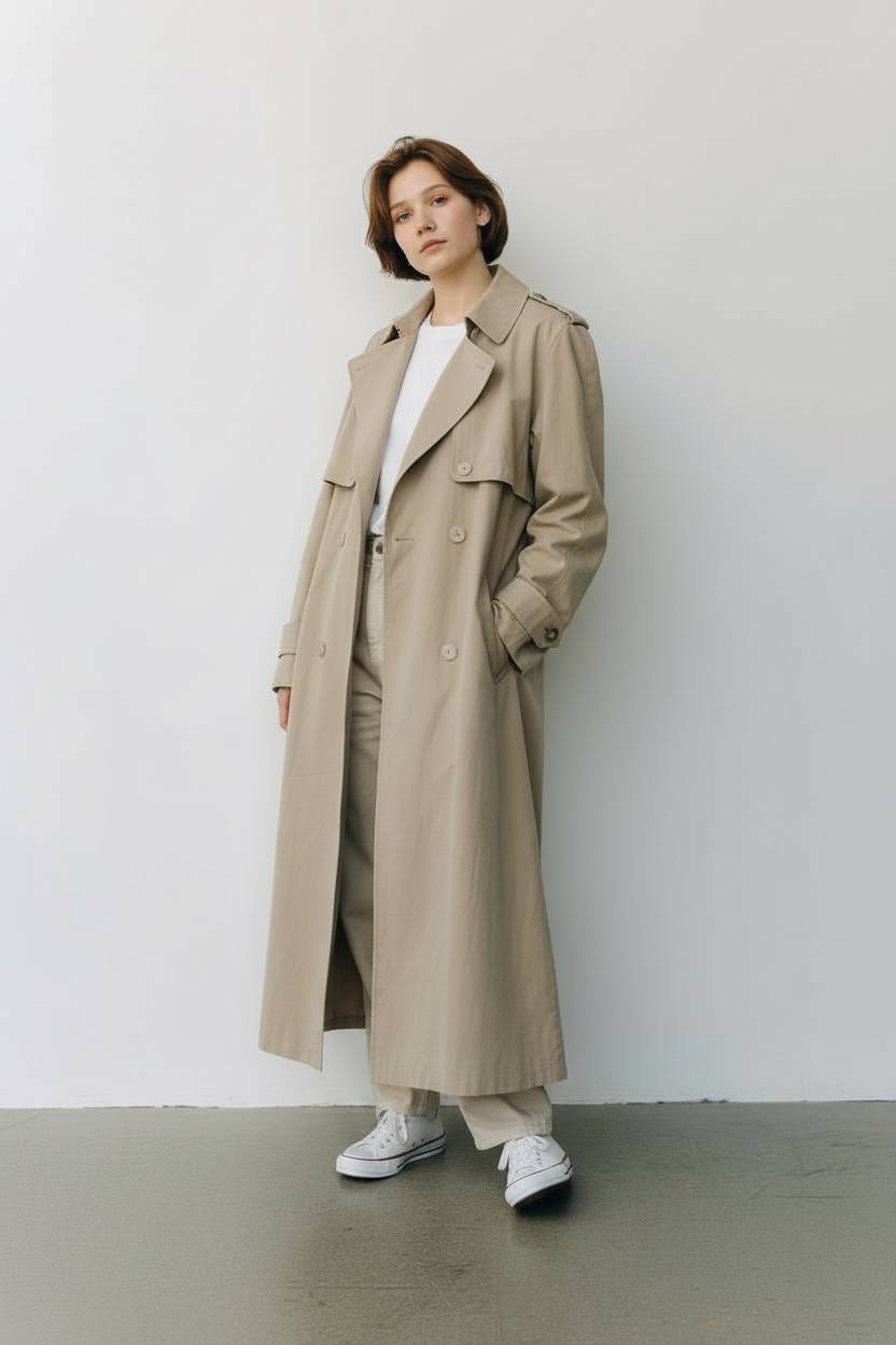 Gabardina Vintage tipo trench coat