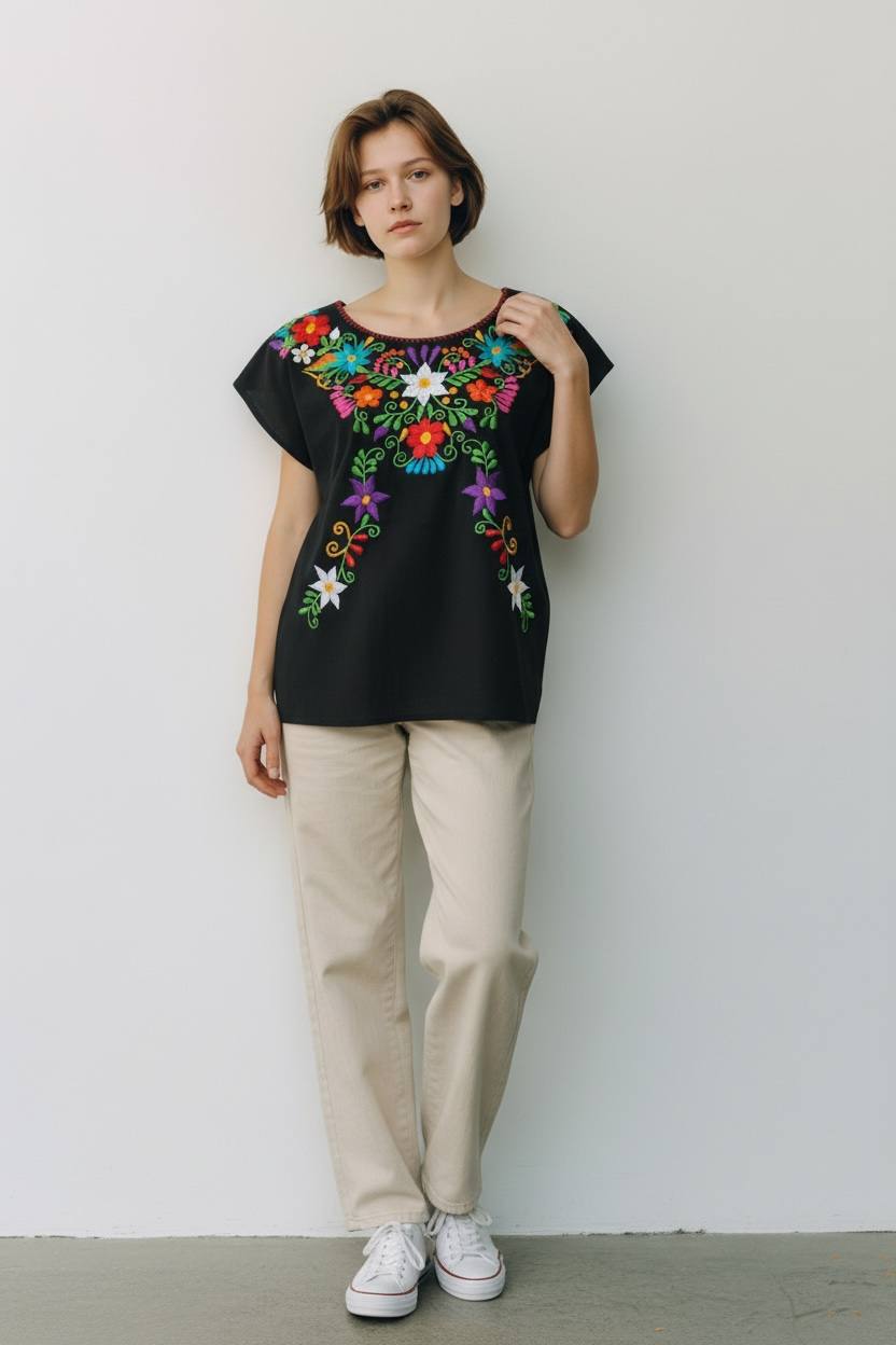 Blusa de algodón con bordado