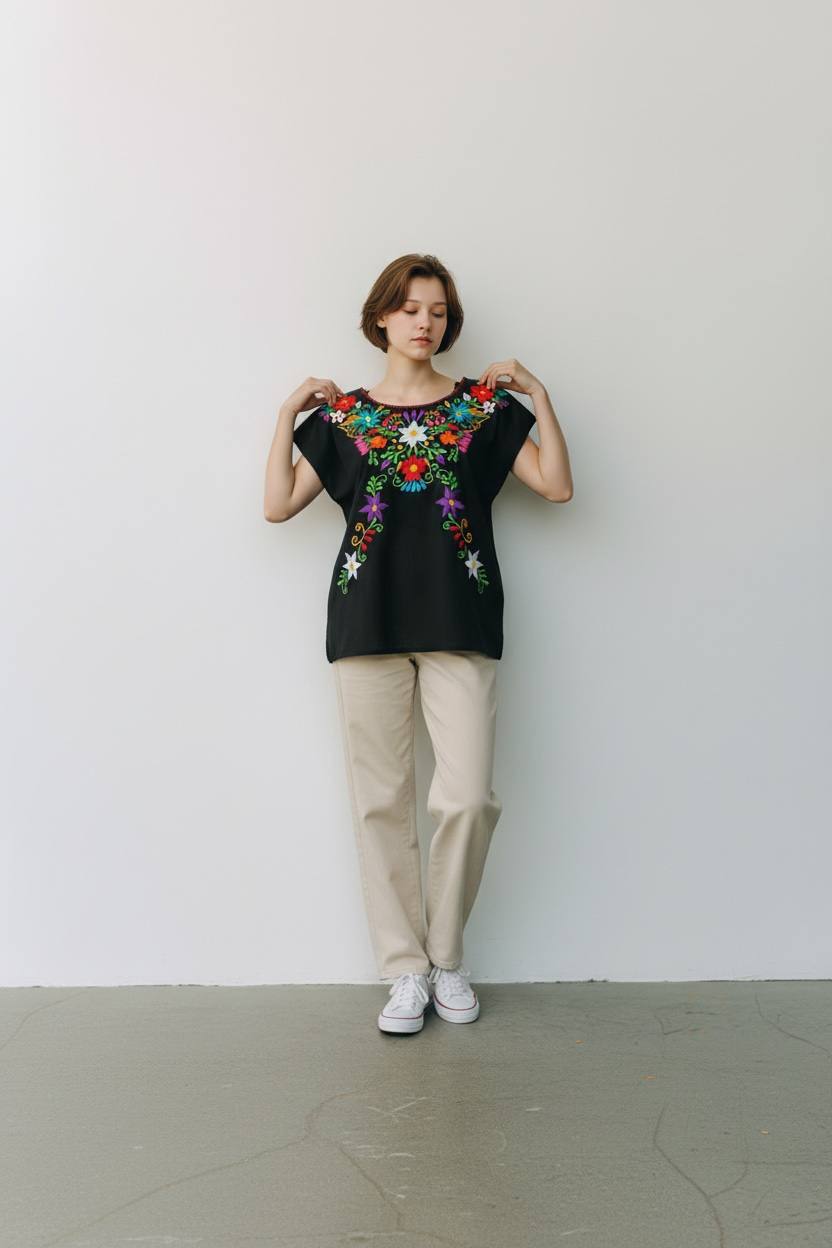 Blusa de algodón con bordado