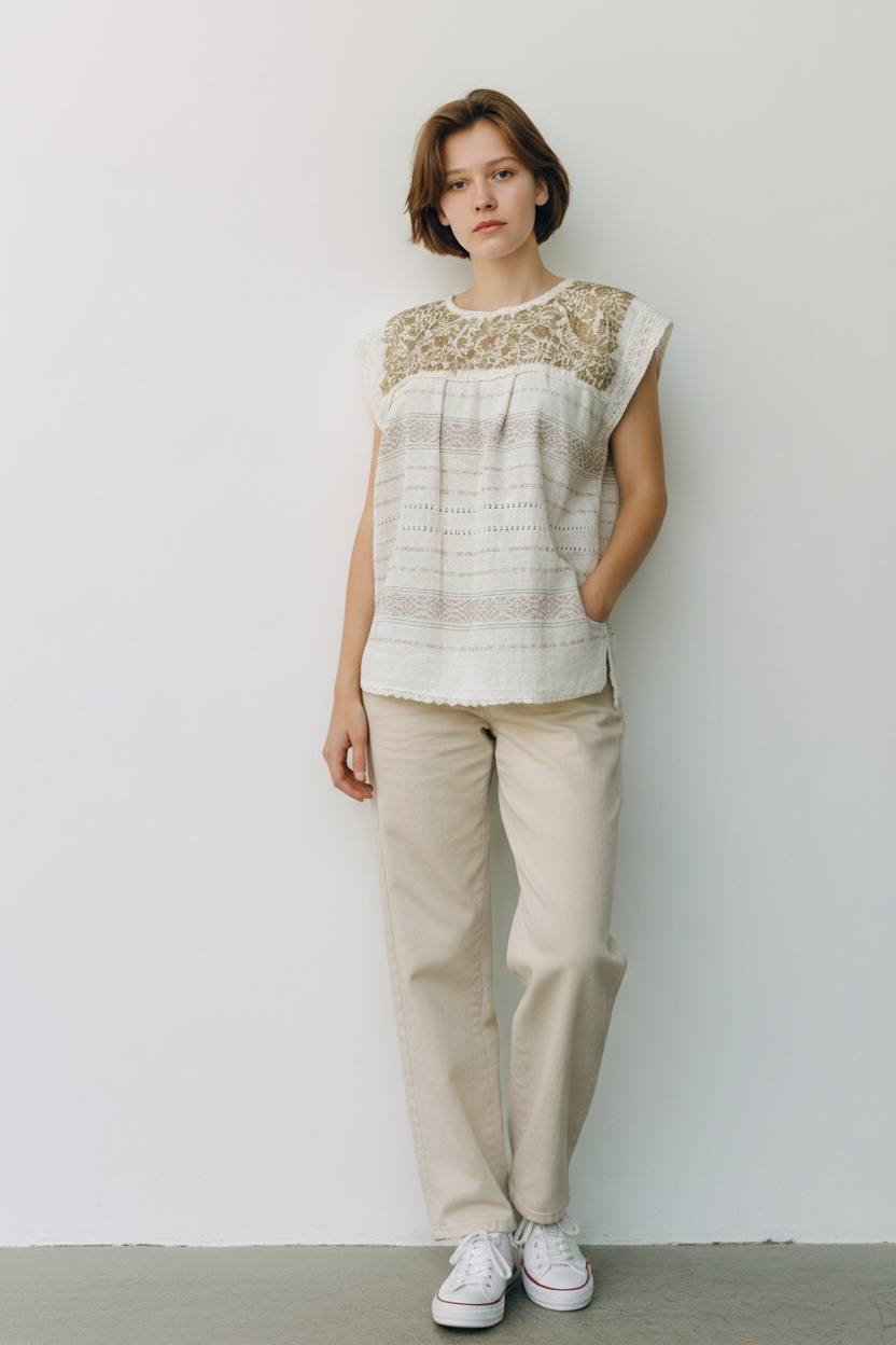 Blusa artesanal bordada a mano