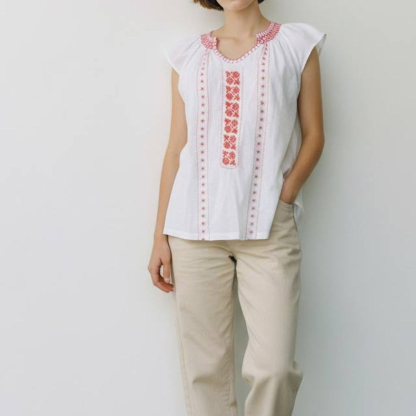 Blusa bordada de algodón