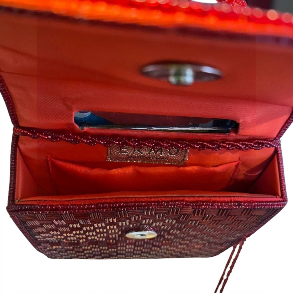 Bolso de mano textil con chaquira