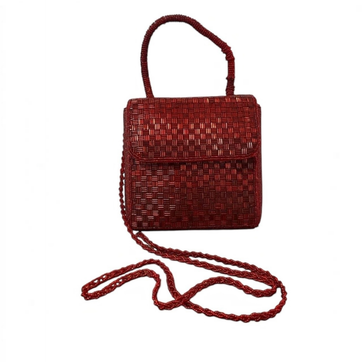 Bolso de mano textil con chaquira